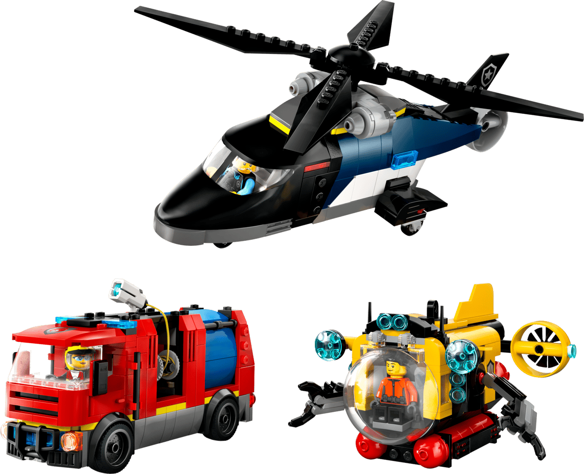 60462 - Helikopter, brandweerauto en onderzeeër remix