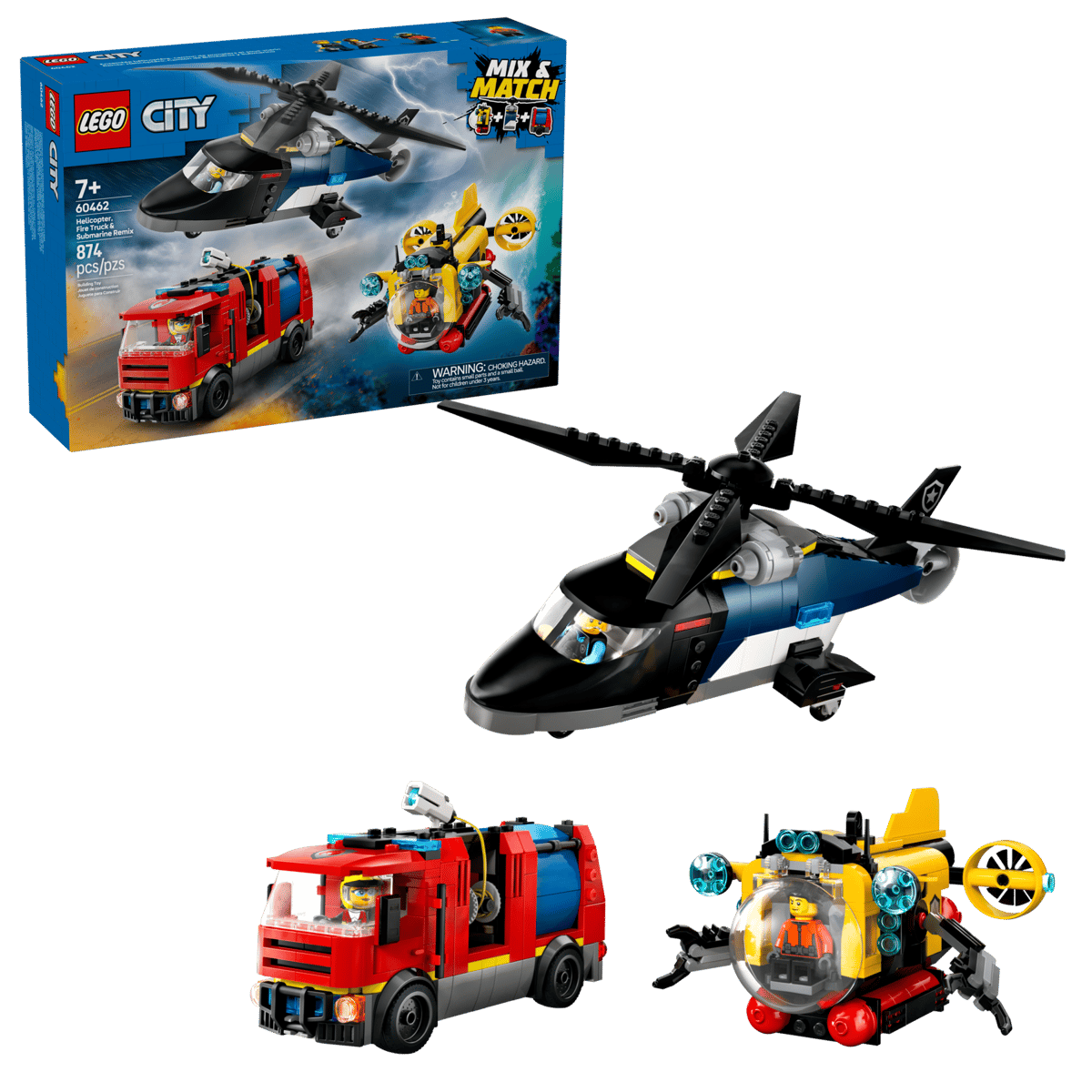 60462 - Helikopter, brandweerauto en onderzeeër remix